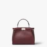FENDI Peekaboo Mini Burgundy and brown Selleria bag with 220 hand-sewn topstitches